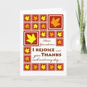 Cartes Pour Fêtes Annuelles Thanksgiving pour la Grande-nièce Feuilles d'autom