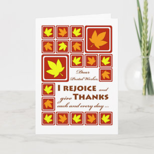 Cartes Pour Fêtes Annuelles Thanksgiving pour le travailleur postal, feuille