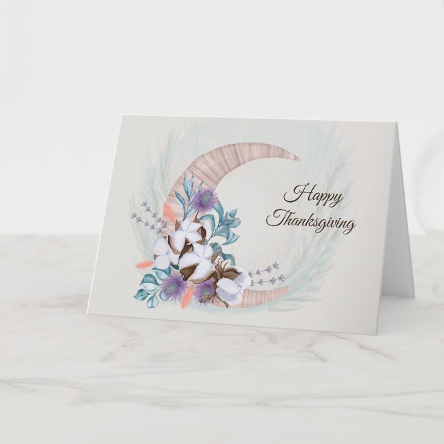 Cartes Pour Fêtes Annuelles Thanksgiving Purple Thistle Coton Lune Floral (Créateur téléchargé)
