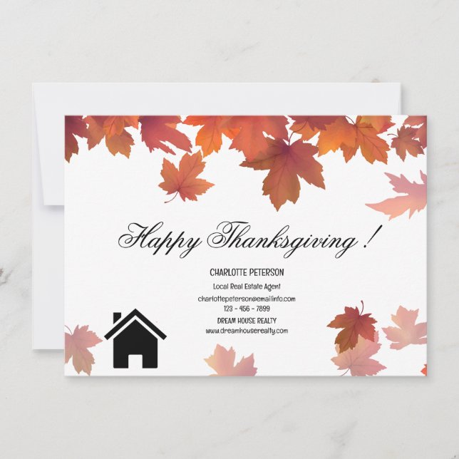 Cartes Pour Fêtes Annuelles Thanksgiving Real Estate Marketing ou Pop By (Devant)