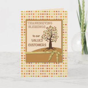 Cartes Pour Fêtes Annuelles Thanksgiving religieux aux clients points et arbre