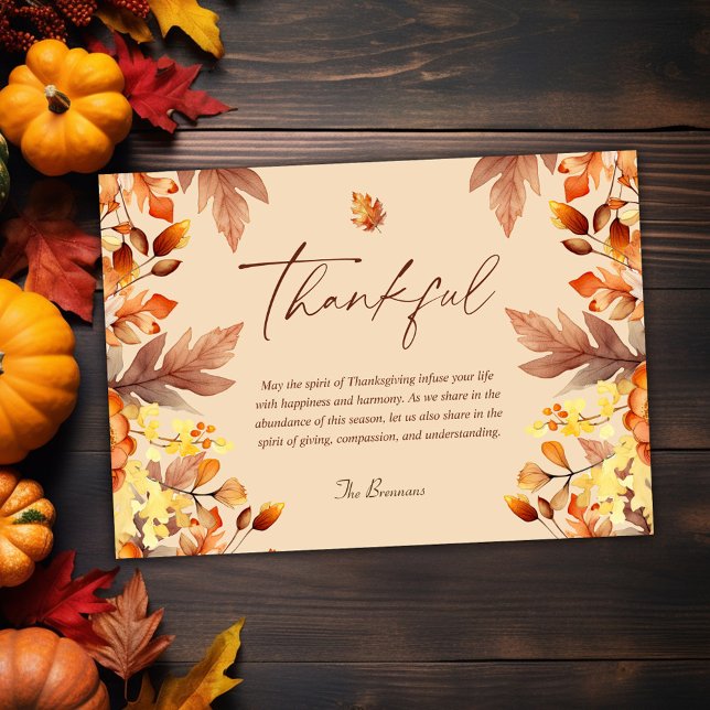 Cartes Pour Fêtes Annuelles Thanksgiving Rustic Automne Feuilles Merci (Thanksgiving Rustic Autumn Leaves Thankful Holiday Card)