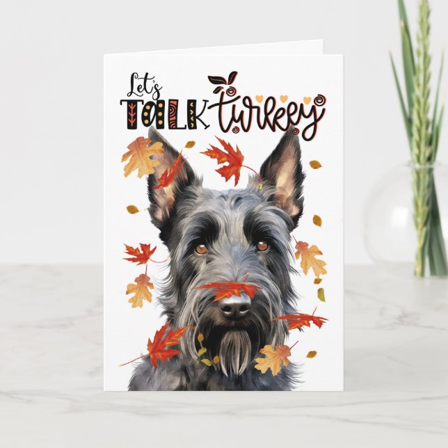 Cartes Pour Fêtes Annuelles Thanksgiving Scottish Terrier Dog Parlons Turquie (Devant)