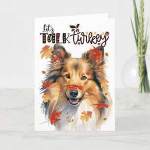 Cartes Pour Fêtes Annuelles Thanksgiving Shetland Sheepdog Chien Parle Turquie