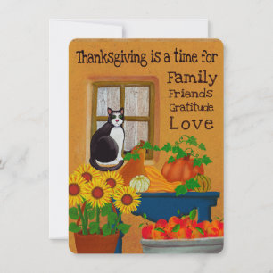 Cartes Pour Fêtes Annuelles Thanksgiving sud-ouest avec Cat Flat