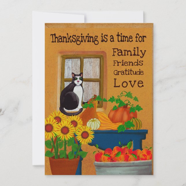 Cartes Pour Fêtes Annuelles Thanksgiving sud-ouest avec chat (Devant)