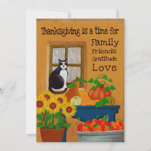 Cartes Pour Fêtes Annuelles Thanksgiving sud-ouest avec chat