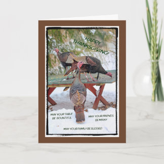 Cartes Pour Fêtes Annuelles Thanksgiving Trio of Turkeys Card - Blessings
