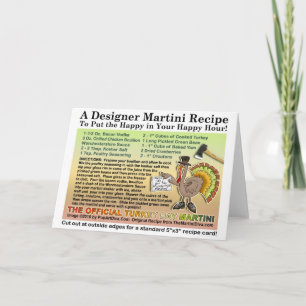 CARTES POUR FÊTES ANNUELLES THANKSGIVING TURKEY COCKTAIL RECIPE CARD