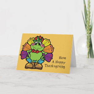 Cartes Pour Fêtes Annuelles Thanksgiving Turkey Frog