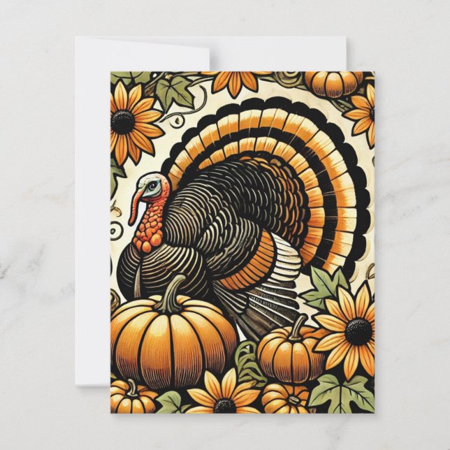 Cartes Pour Fêtes Annuelles Thanksgiving Turquie (Devant)