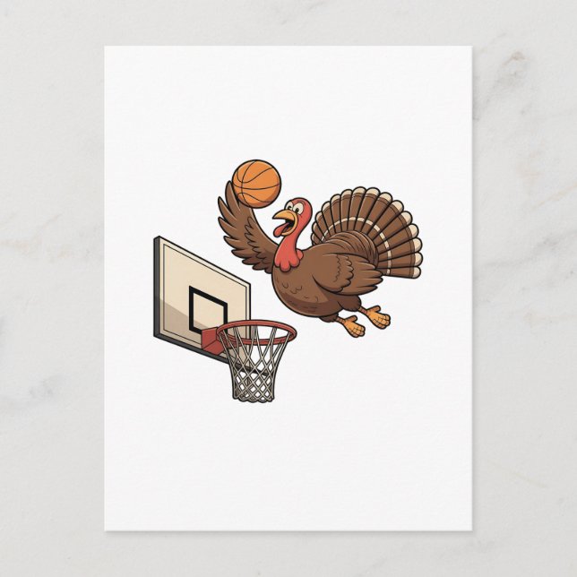 Cartes Pour Fêtes Annuelles Thanksgiving Turquie Dunking Basketball Funny (Devant)