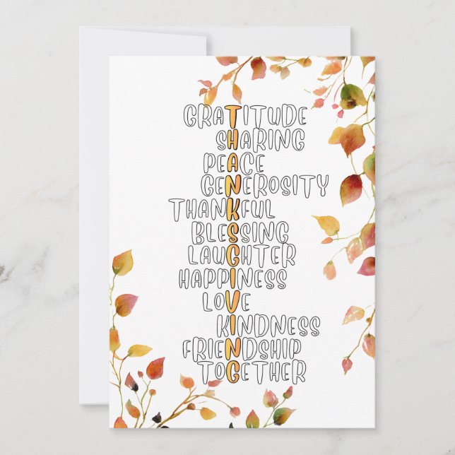 Cartes Pour Fêtes Annuelles Thanksgiving Typography of Gratitude and Joy  (Devant)