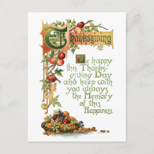 Cartes Pour Fêtes Annuelles Thanksgiving Verse et Harvest Fruit