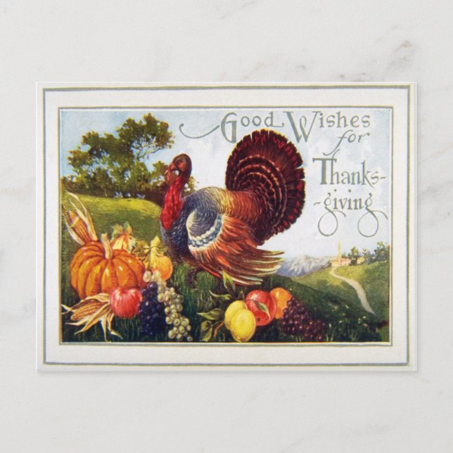 Cartes Pour Fêtes Annuelles Thanksgiving vintage Turquie (Devant)