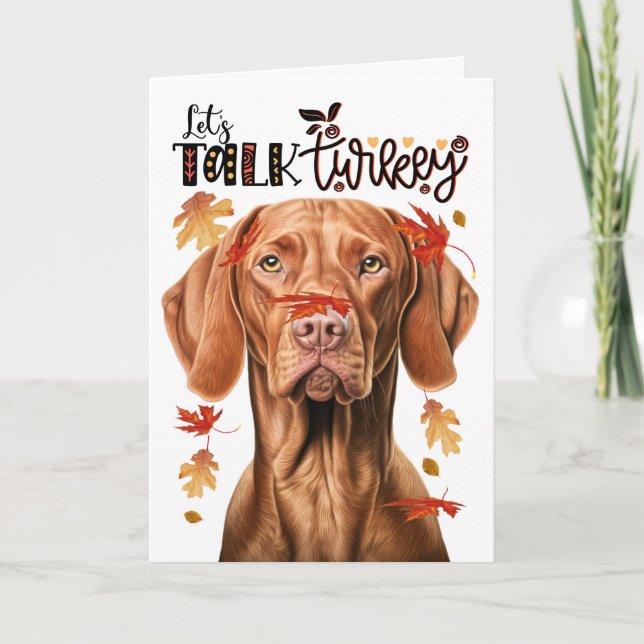 Cartes Pour Fêtes Annuelles Thanksgiving Vizsla Dog Parlons Turquie (Devant)