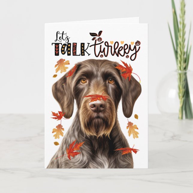 Cartes Pour Fêtes Annuelles Thanksgiving Wirehair Pointer Parlons Turquie (Devant)