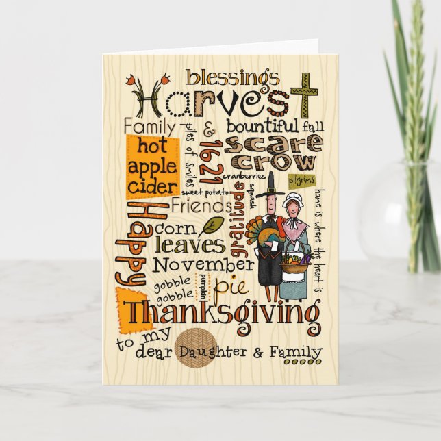 Cartes Pour Fêtes Annuelles Thanksgiving Wordcloud (Devant)