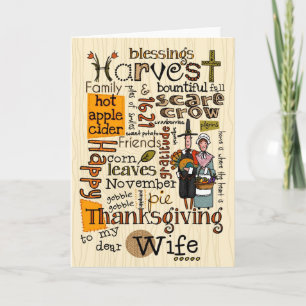 Cartes Pour Fêtes Annuelles Thanksgiving Wordcloud - épouse