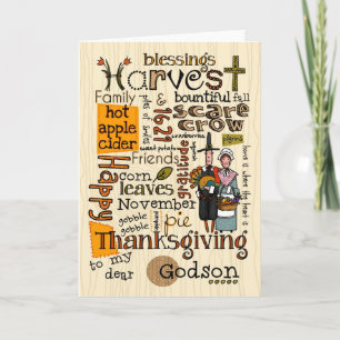 Cartes Pour Fêtes Annuelles Thanksgiving Wordcloud - filleul