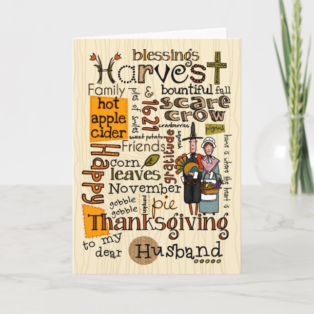 Cartes Pour Fêtes Annuelles Thanksgiving Wordcloud - mari (Devant)