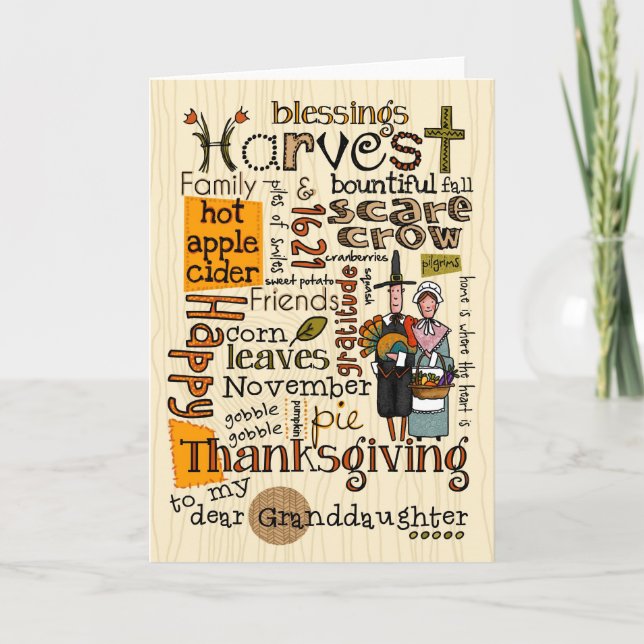 Cartes Pour Fêtes Annuelles Thanksgiving Wordcloud - petite-fille (Devant)