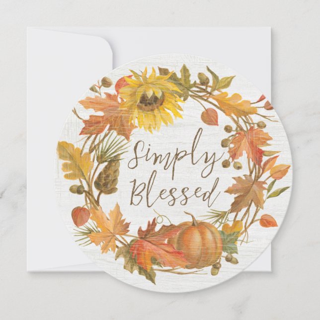 Cartes Pour Fêtes Annuelles Thanksgiving Wreath - Simplement béni (Devant)