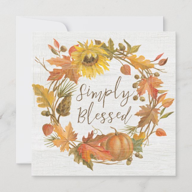 Cartes Pour Fêtes Annuelles Thanksgiving Wreath - Simplement béni (Devant)