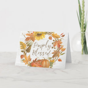 Cartes Pour Fêtes Annuelles Thanksgiving Wreath - Simply Blessed