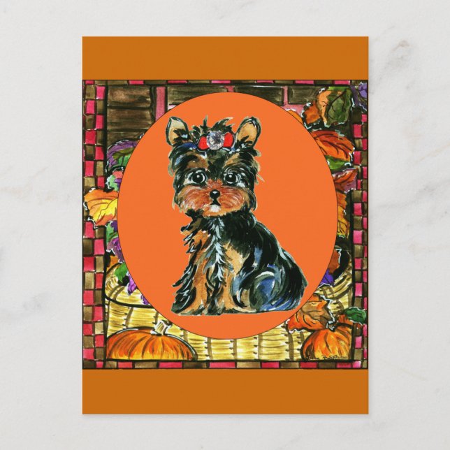 Cartes Pour Fêtes Annuelles Thanksgiving Yorkie Poo (Devant)