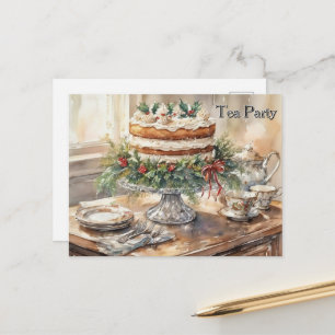 Cartes Pour Fêtes Annuelles Thé à temps avec gâteau Thé à la fête 