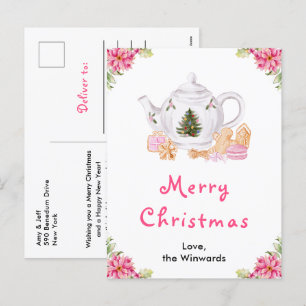 Cartes Pour Fêtes Annuelles Thé de Noël de vacances Rose Joyeux Noël