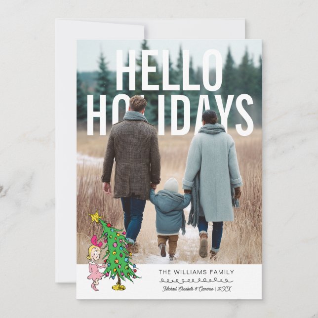 Cartes Pour Fêtes Annuelles The Grinch | Cindy Lou Who Personalized Photo (Devant)