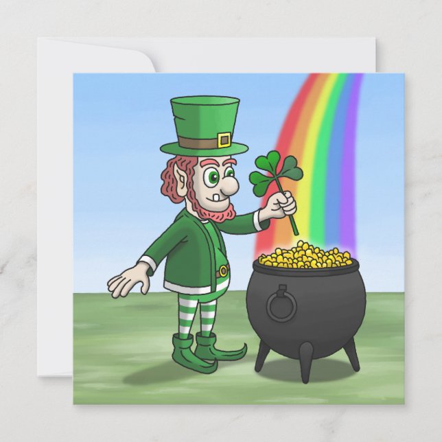 Cartes Pour Fêtes Annuelles The Irish leprechaun and the pot of gold (Devant)
