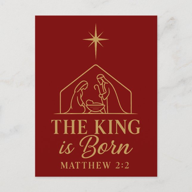 Cartes Pour Fêtes Annuelles The King Is Born Nativity Christmas Design (Devant)
