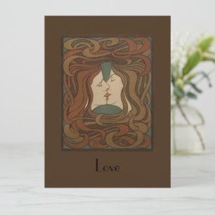 Cartes Pour Fêtes Annuelles The Kiss 1898, femme - Art nouveau - Illustration