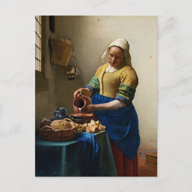 Cartes Pour Fêtes Annuelles The Milkmaid by Johannes Vermeer (Devant)
