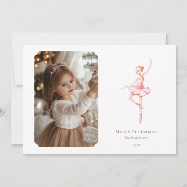 Cartes Pour Fêtes Annuelles The Nutcracker Christmas Ballerina Photo Card  (Devant)