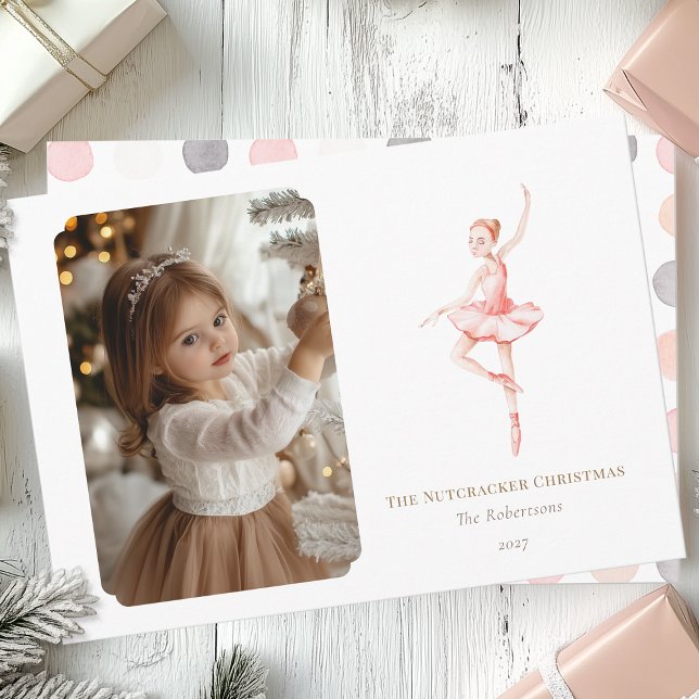 Cartes Pour Fêtes Annuelles The Nutcracker Christmas Ballerina Photo Card  (Créateur téléchargé)