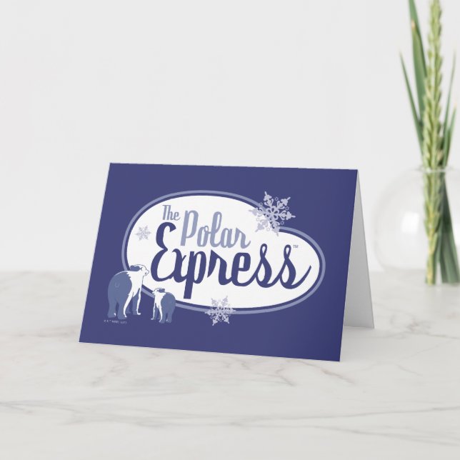 Cartes Pour Fêtes Annuelles The Polar Express | Graphisme Rétro Ours Polaires (Devant)