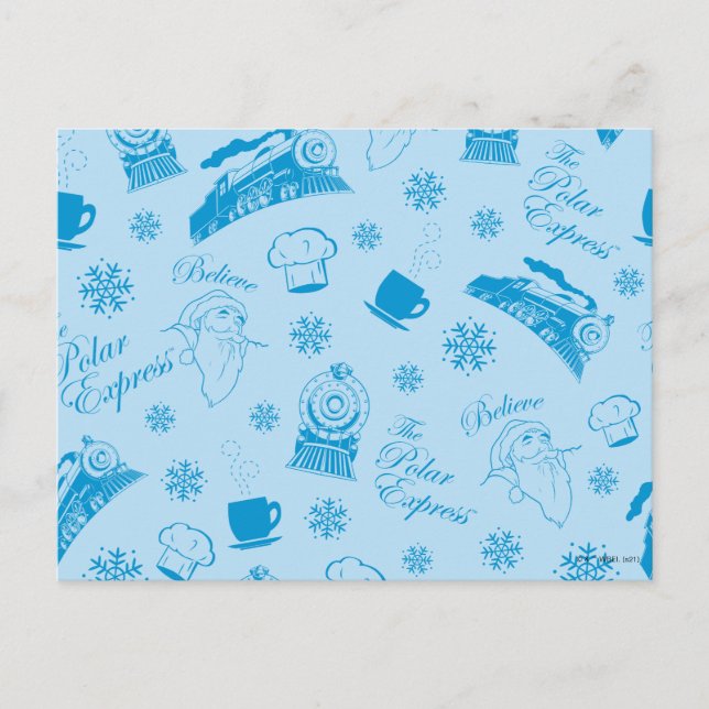 Cartes Pour Fêtes Annuelles The Polar Express | Motif d'icône de vacances bleu (Devant)