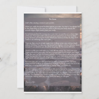 Cartes Pour Fêtes Annuelles The Stone, un poème sur la douleur et la perte