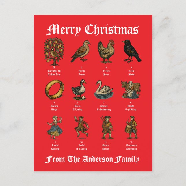 Cartes Pour Fêtes Annuelles The Twelve Days Of Christmas (Devant)