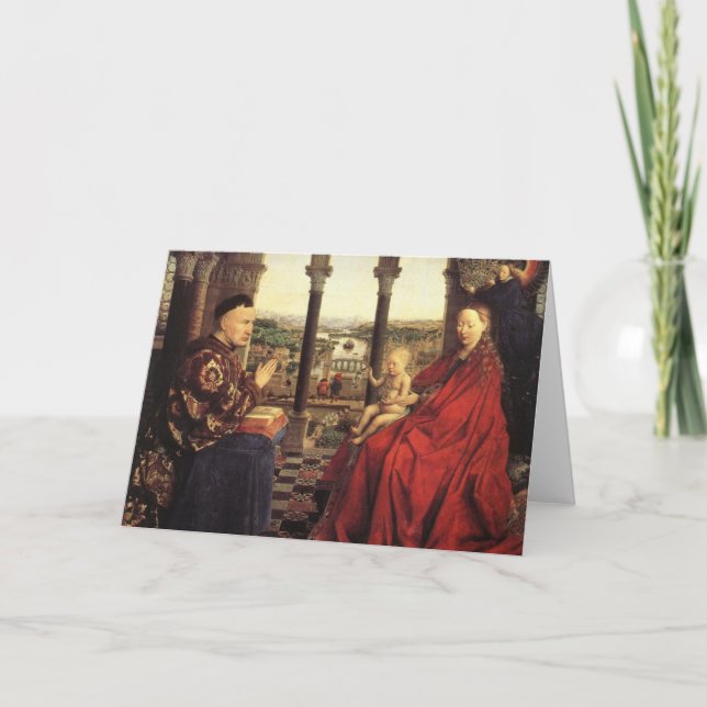 Cartes Pour Fêtes Annuelles The Virgin of Chancellor Rolin by Jan van Eyck (Devant)