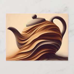 Cartes Pour Fêtes Annuelles Théière abstraite minimaliste Zen fluide
