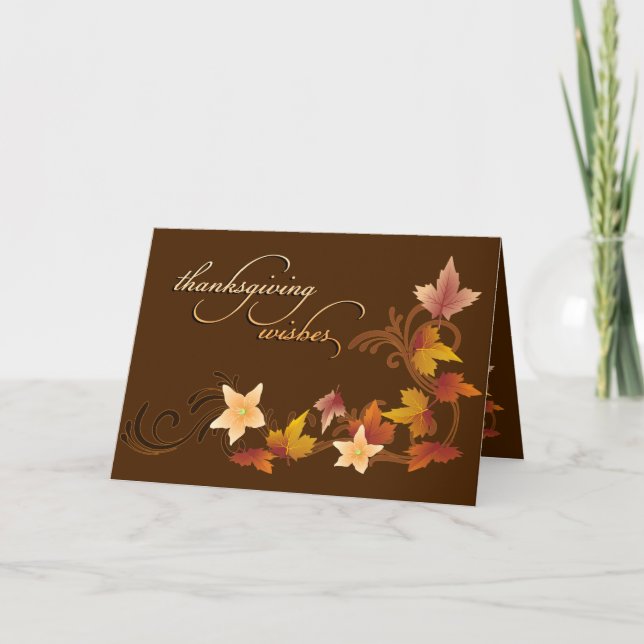 Cartes Pour Fêtes Annuelles Thème d'automne de feuille de thanksgiving (Devant)