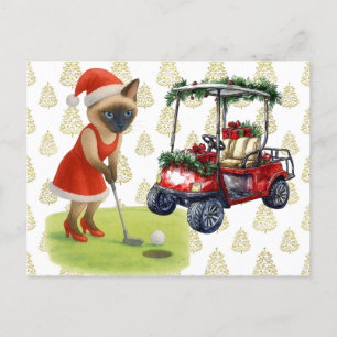 Cartes Pour Fêtes Annuelles Thème de Noël de golf pour femme au chat Golfer