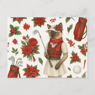 Cartes Pour Fêtes Annuelles Thème de Noël de golf pour femme au chat Golfer