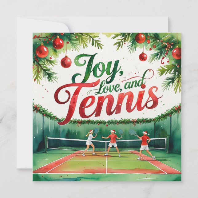 Cartes Pour Fêtes Annuelles Thème de Noël de tennis (Devant)