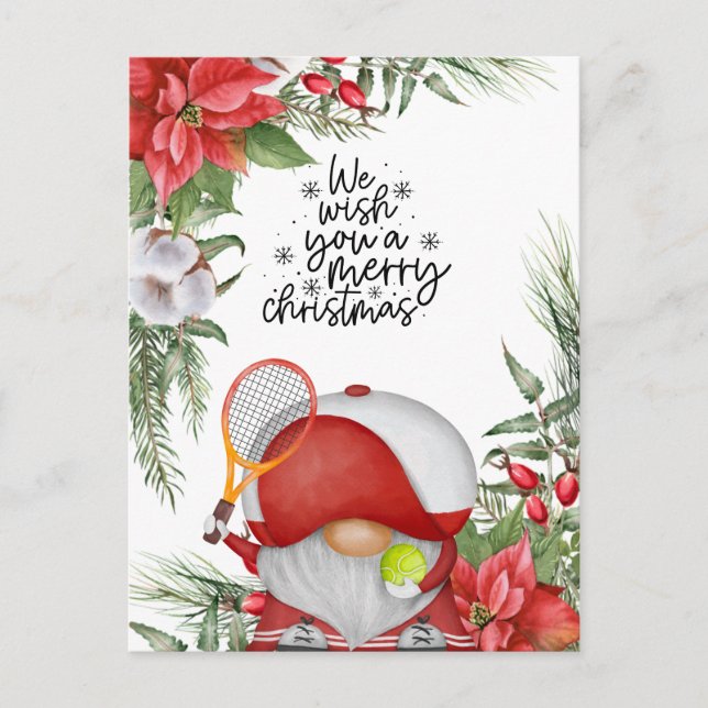 Cartes Pour Fêtes Annuelles Thème de Noël de tennis pour Joueur (Devant)